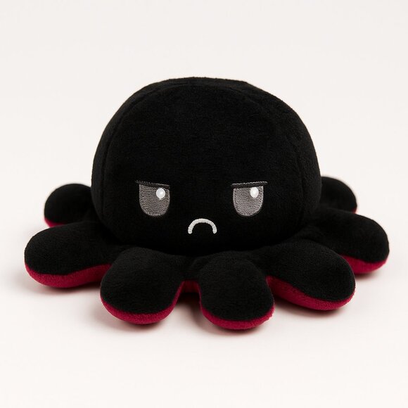 Cute Red Octopus Plush Toy – Soft Reversible Mood Plushie, Adorable Gift for Kid - Picture 2 of 3